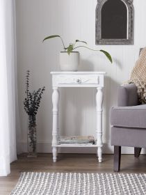 Distressed White Wood Accent Table