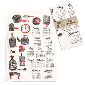 Kitchenware Calendar Tea Towel  -  Box of 4