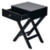 X-Shape 1 Drawer Nightstand End/Side Table Storage in Black