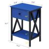 Set of 2 - 1 Drawer Nightstand in Dark Blue and Black