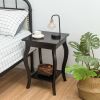 Modern Nightstand End Table with Bottom Shelf in Espresso Wood Finish - Set of 2