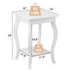 Stylish Nightstand End Table in White Wood Finish - Set of 2