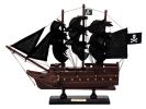 Wooden Black Pearl with Black Sails Model Pirate Ship 12""