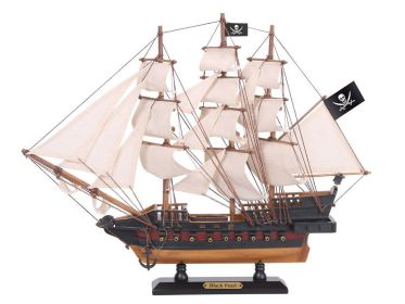 Wooden Caribbean Pirate White Sails Limited Model Pirate Ship 15""