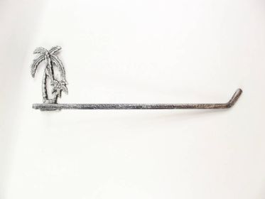 Rustic Silver Cast Iron Palm Tree Wall Mounted Paper Towel Holder 17""