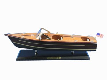 Wooden Chris Craft Triple Cockpit Model Speedboat 20""