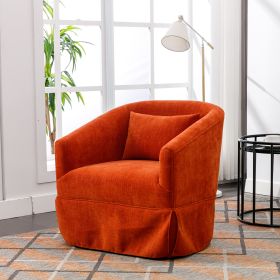 360-degree Swivel Accent Armchair Linen Blend Orange