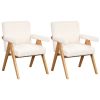 Modern Arm Chair Set of 2,Chair set with Solid Wood Frame, Altay Velvet Upholstered Accent chairs with arm pads for Living Room Bedroom Apartment, Whi