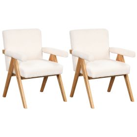 Modern Arm Chair Set of 2,Chair set with Solid Wood Frame, Altay Velvet Upholstered Accent chairs with arm pads for Living Room Bedroom Apartment, Whi