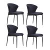 Dining Chairs set of 4, Upholstered Side Chairs, Adjustable Kitchen Chairs Accent Chair Cushion Upholstered Seat with Metal Legs for Living Room Dark