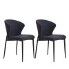 Dining Chairs set of 2, Upholstered Side Chairs, Adjustable Kitchen Chairs Accent Chair Cushion Upholstered Seat with Metal Legs for Living Room Dark