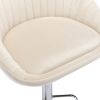 Zen Zone Modern Adjustable Counter Height Bar Stools/Dining Chairs With Back and Footrest; Beige Flannelette; Set of 2