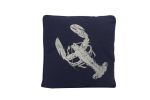 Navy Blue and White Lobster Pillow 16""