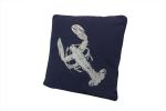 Navy Blue and White Lobster Pillow 16""