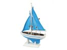 Wooden Light Blue with Light Blue Sails Pacific Sailer Model Sailboat Decoration 9""