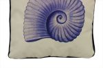 Blue and White Nautilus Decorative Throw Pillow 10""