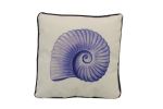 Blue and White Nautilus Decorative Throw Pillow 10""