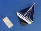 Wooden Blue Pacific Sailer with Blue Sails Model Sailboat Decoration 9""