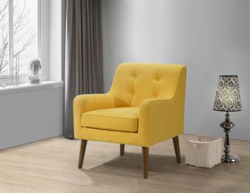 Ryder Mid Century Modern Yellow Woven Fabric Tufted Armchair