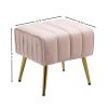 Velvet Accent Chair; Modern Barrel Chair with Ottoman; Arm Pub Chair for Living Room/Bedroom/Nail Salon; Blush Pink; Golden Finished; Suitable for Sma