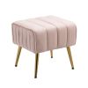 Velvet Accent Chair; Modern Barrel Chair with Ottoman; Arm Pub Chair for Living Room/Bedroom/Nail Salon; Blush Pink; Golden Finished; Suitable for Sma