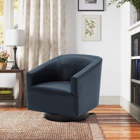 Garland Midnight Blue Wood Base Swivel Chair