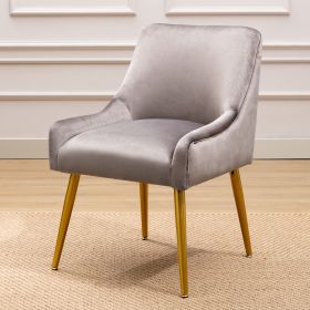 Modern Velvet Wide Accent Chair Side Chair with Swoop Arm Metal Legs for Club Bedroom Living Room Meeting Room Office Study; Grey