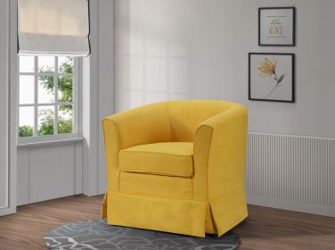 Tucker Yellow Woven Fabric Swivel Barrel Chair