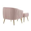 Velvet Accent Chair; Modern Barrel Chair with Ottoman; Arm Pub Chair for Living Room/Bedroom/Nail Salon; Blush Pink; Golden Finished; Suitable for Sma