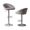 Zen Zone Modern Adjustable Counter Height Bar Stools/Dining Chairs With Back and Footrest; Grey Flannelette; Set of 2