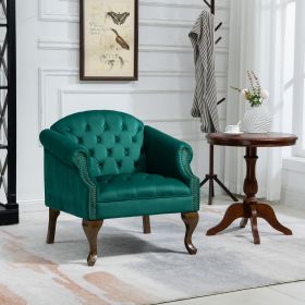 Upholstered Accent Chair for Bedroom Living Room Chairs Lounge Chair with Wood Legs Green Velvet