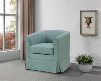 Tucker Aquamarine Teal Woven Fabric Swivel Barrel Chair