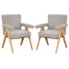 Modern Arm Chair Set of 2,Chair set with Solid Wood Frame, Altay Velvet Upholstered Accent chairs with arm pads for Living Room Bedroom Apartment, Gra