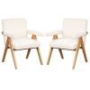 Modern Arm Chair Set of 2,Chair set with Solid Wood Frame, Altay Velvet Upholstered Accent chairs with arm pads for Living Room Bedroom Apartment, Whi