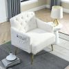 [Video]Welike 30 "W Modern Chesterfield Tufted Upholstered Chair with Deep Buttons, Living Room, Comfortable Armchair, Gold Hardware Legs, Tufted Chai