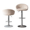 Zen Zone Modern Adjustable Counter Height Bar Stools/Dining Chairs With Back and Footrest; Beige Flannelette; Set of 2