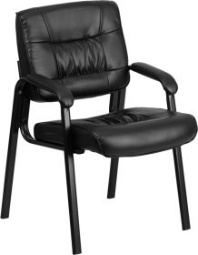 Offex Leather Executive Side Reception Chair with Black Frame Finish