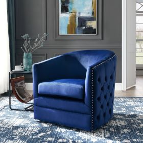 COCO 31.5"W Velvet Swivel Accent Chair-Navy