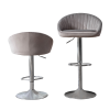 Zen Zone Modern Adjustable Counter Height Bar Stools/Dining Chairs With Back and Footrest; Grey Flannelette; Set of 2