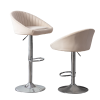 Zen Zone Modern Adjustable Counter Height Bar Stools/Dining Chairs With Back and Footrest; Beige Flannelette; Set of 2