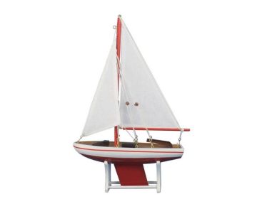 Wooden It Floats 12"" - Red Floating Sailboat Model