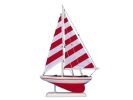 Wooden Red Striped Pacific Sailer Model Sailboat Decoration 17""