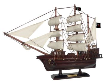 Wooden Blackbeard's Queen Anne's Revenge White Sails Pirate Ship Model 20""