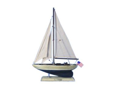 Wooden Rustic Enterprise Model Sailboat Decoration 16""