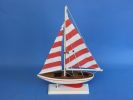 Wooden Red Striped Pacific Sailer Model Sailboat Decoration 17""