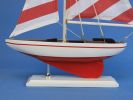 Wooden Red Striped Pacific Sailer Model Sailboat Decoration 17""