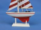 Wooden Red Striped Pacific Sailer Model Sailboat Decoration 9""