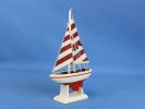 Wooden Red Striped Pacific Sailer Model Sailboat Decoration 9""