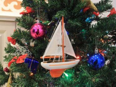 Orange Sailboat Christmas Tree Ornament 9&quot;