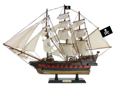 Wooden Captain Kidd's Black Falcon White Sails Limited Model Pirate Ship 26""